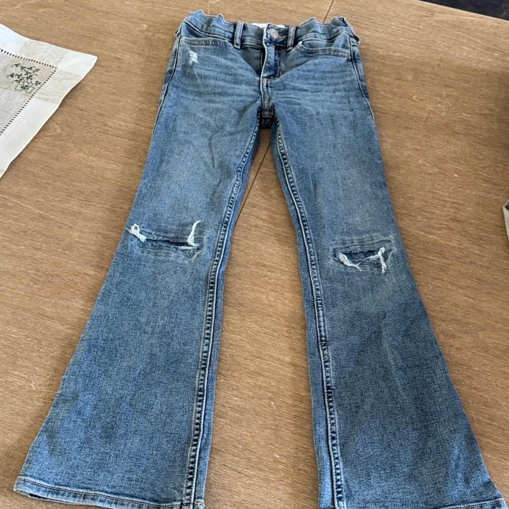 Blue Distressed girls Flare Jeans